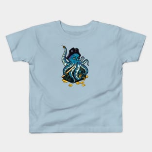 "Pirate Octopus with his Treasure" Kids T-Shirt